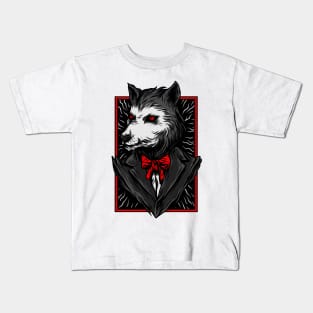 Big Bad Wolf Suit Black Red Kids T-Shirt